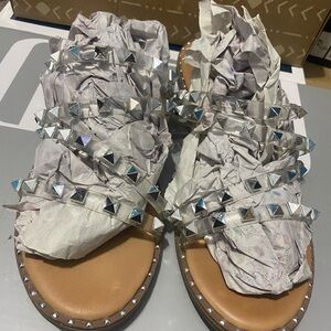 Studded Silver Sandals